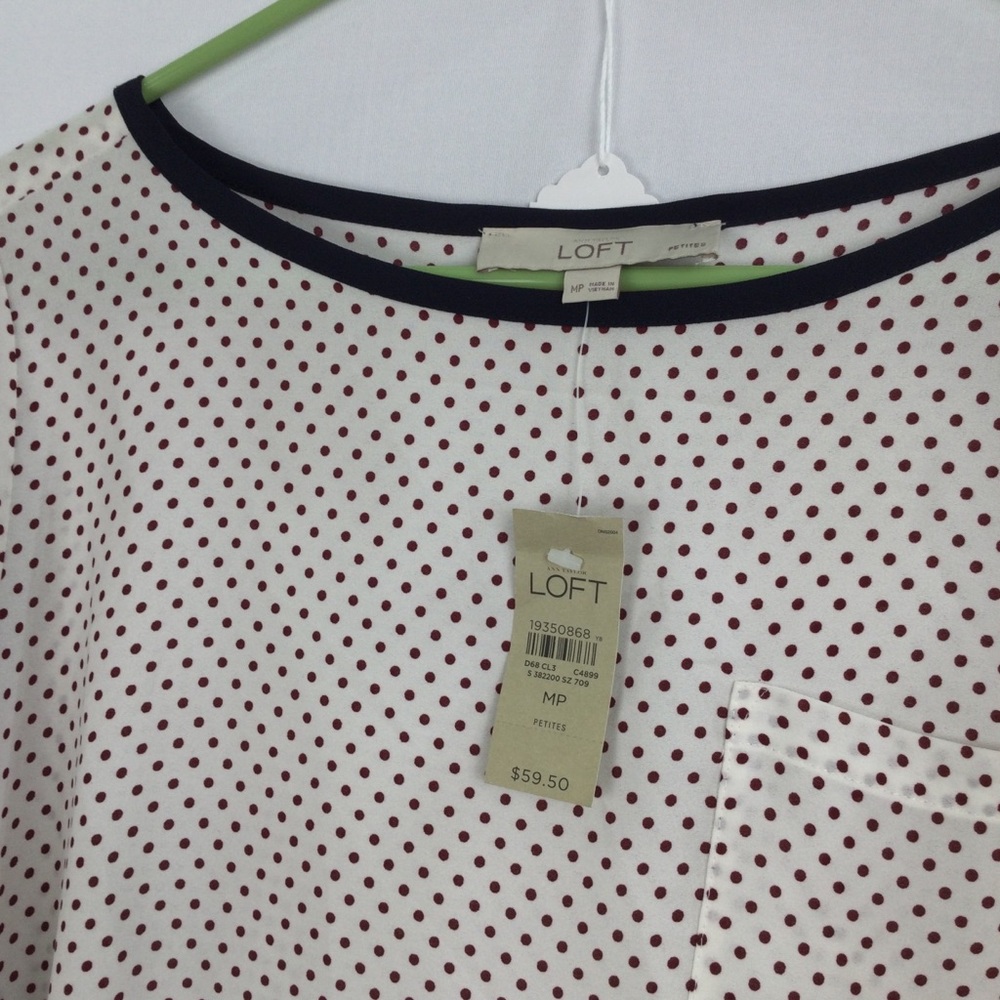 Loft Polka Dot Top Blouse Petite womens size M petite - Picture 2 of 5